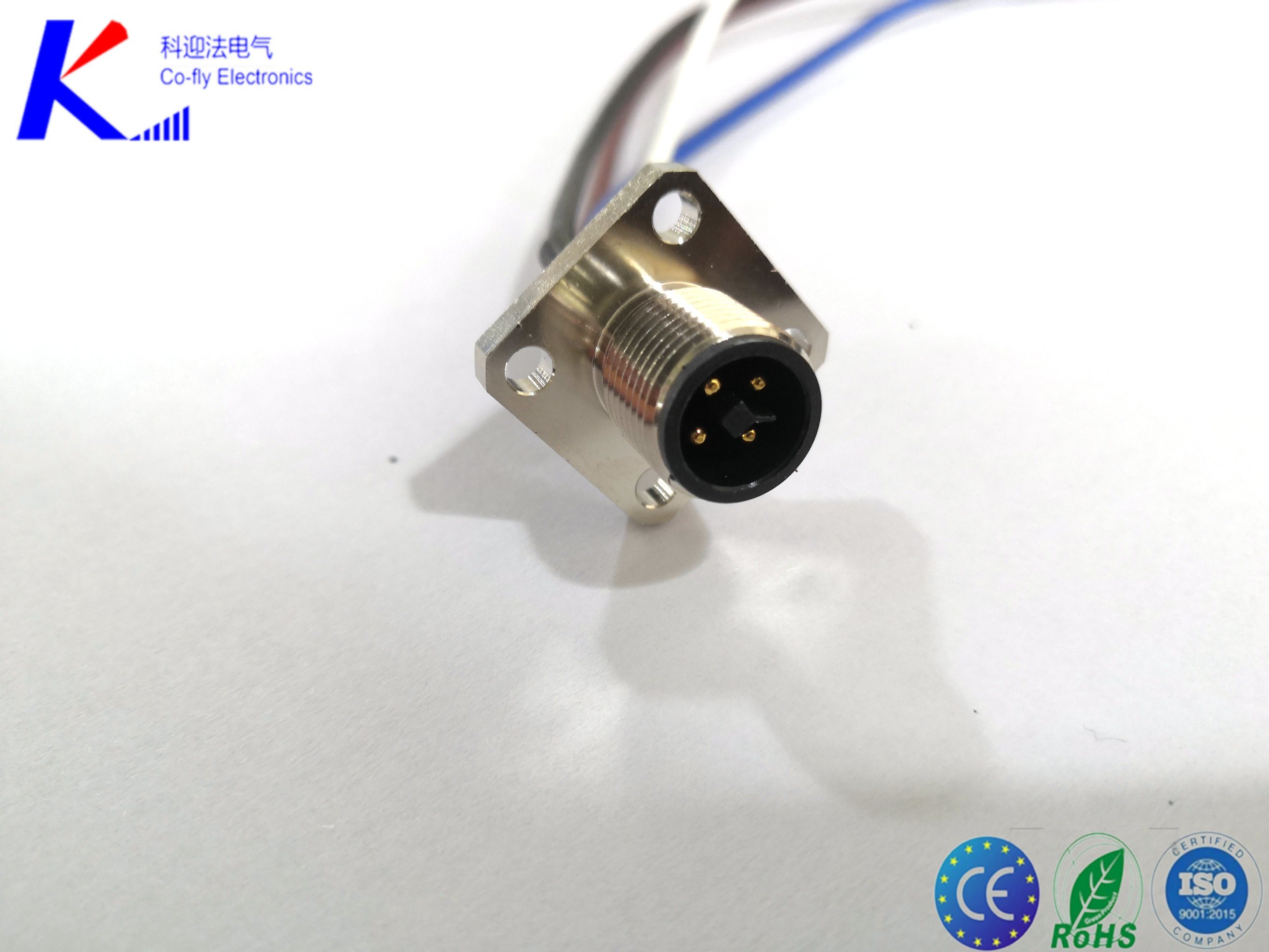 T Code M12 4pin Male Square Flange Socke