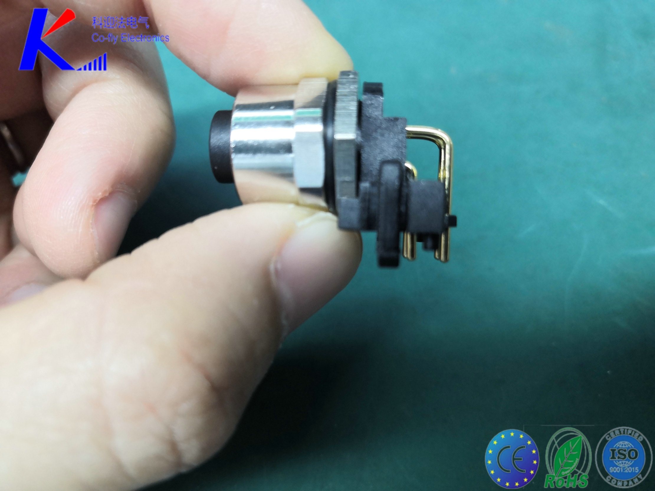 M12 4pin Female Right Angle PCB Socket C