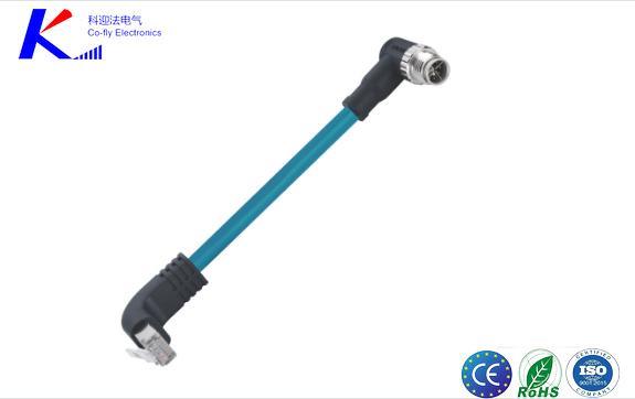 M12 X-Code 8pin Male to RJ45 Male Right 