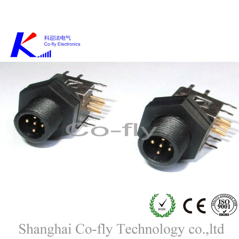 90 Degree 5 Pin Male Flange PCB M12 Plas