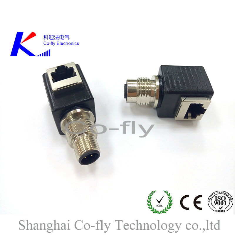M12 Ethernet Connector with Female RJ45 