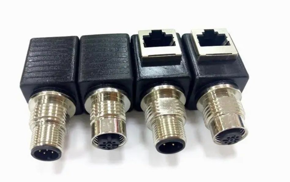 2-Pin Male RJ45 with M12 Male Right Angl