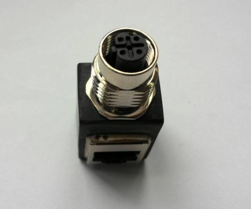 M12 Male Right Angle 4-Pin Female RJ45 P