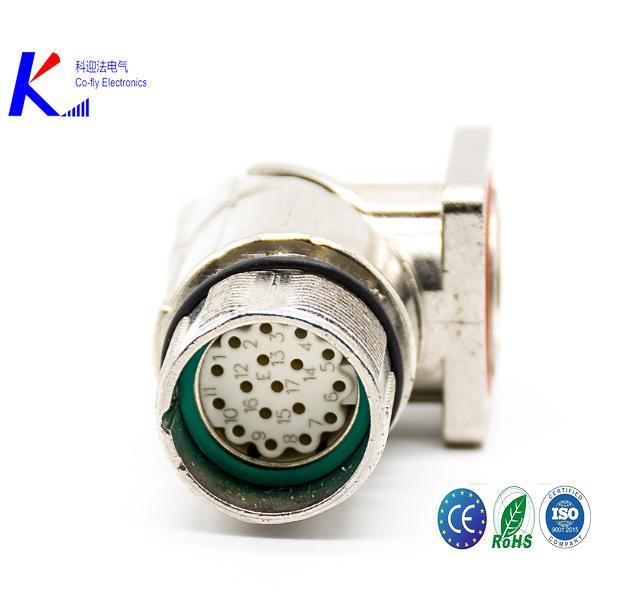 M23 Hex Flange 17-Pin Right Angle Female